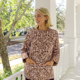 Floral Vine Print Button Front Quilted Jacket