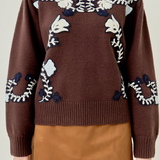 Floral Embroidered Knit Sweater