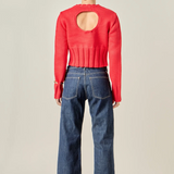 Open Back Cropped Sweater in Red