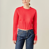 Open Back Cropped Sweater in Red